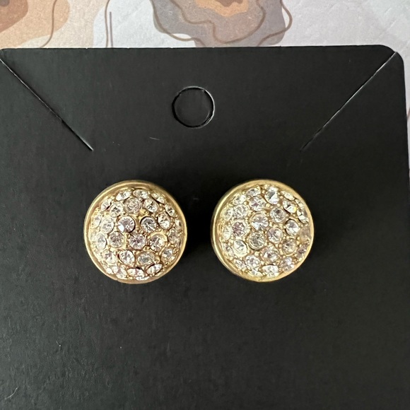 Artist made gold and crystal earrings. They are adorable! - Picture 2 of 2